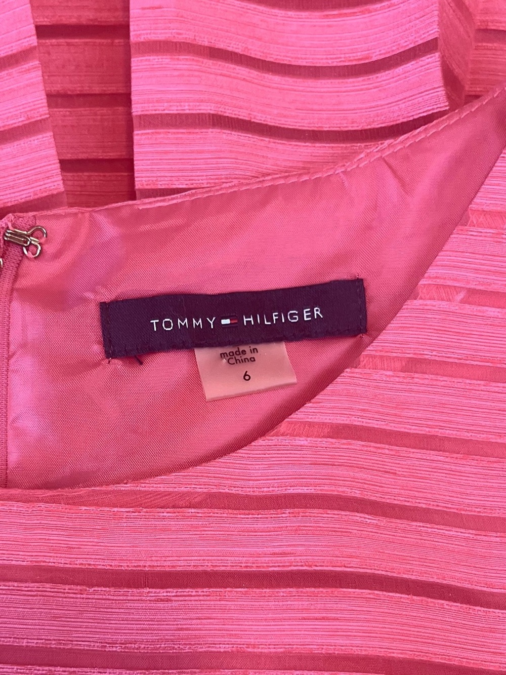 Tommy Hilfiger Pink Coral Fit & Flare Dress Size 6 Belted Lined - Picture 10 of 10